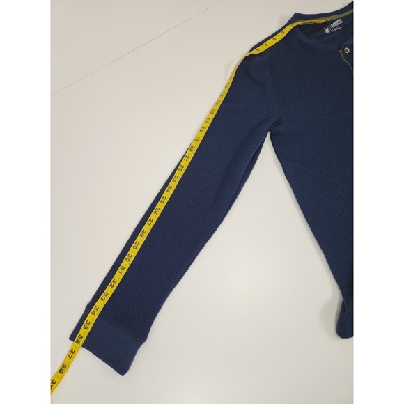 Spyder Shirt Mens Large Blue Waffle Knit Thermal Henley Long Sleeve Base Layer - Picture 10 of 10